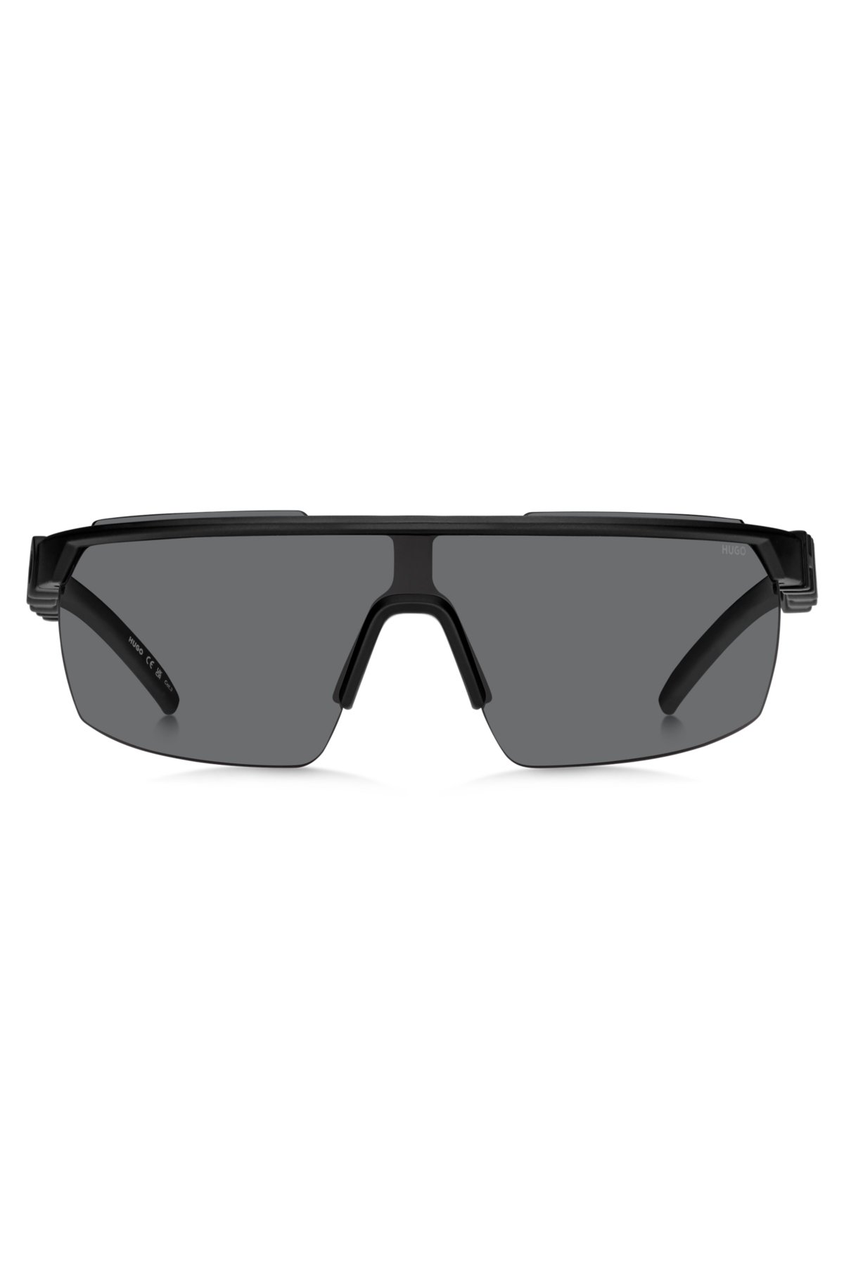 Mask-style sunglasses in black with 3D-logo temples, Black
