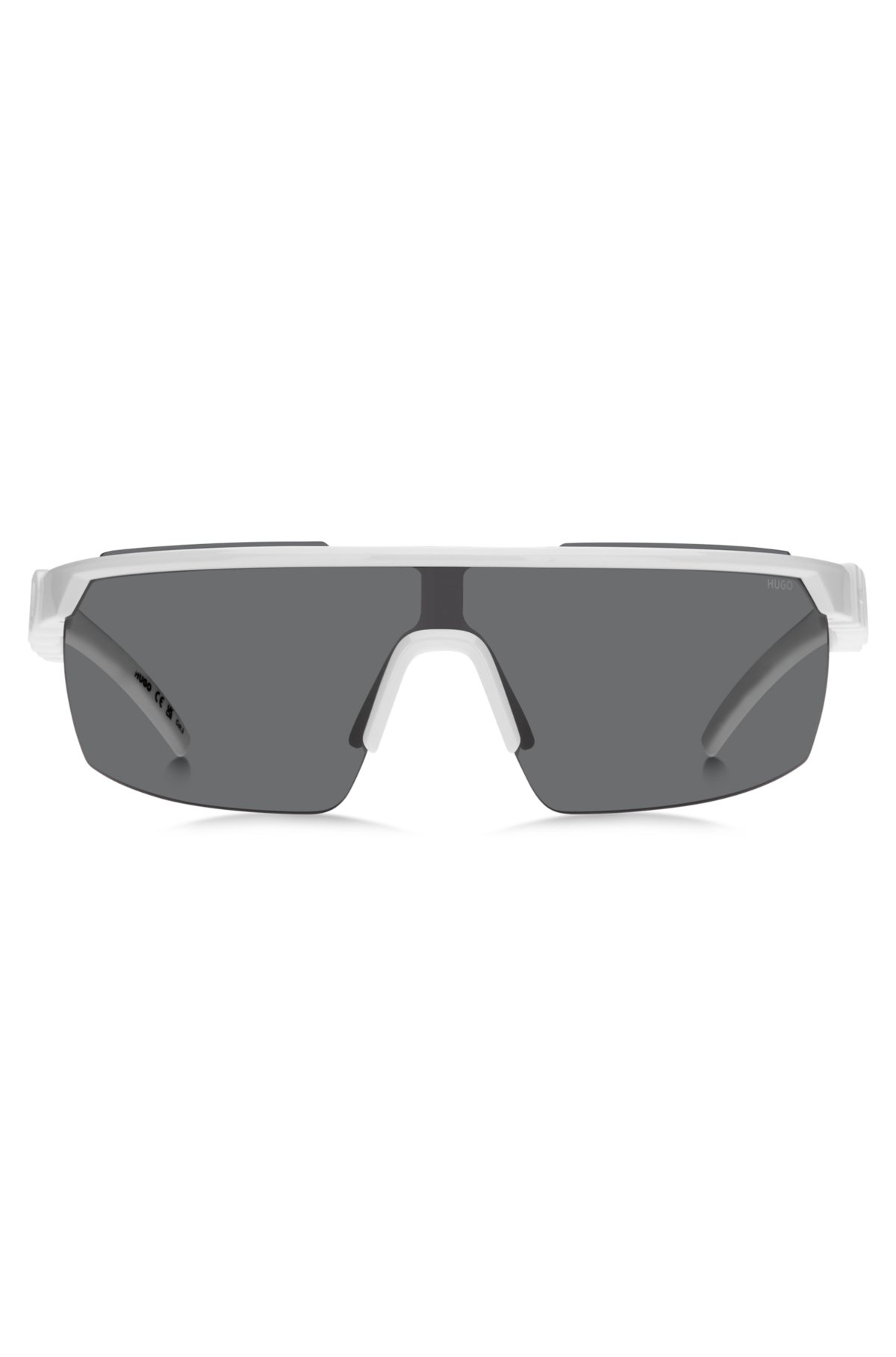 Mask-style sunglasses in white with 3D-logo temples, White
