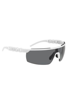 Mask-style sunglasses in white with 3D-logo temples, White