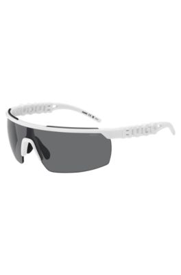 Mask-style sunglasses in white with 3D-logo temples, White