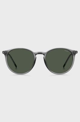 Grey sunglasses with rounded metal temples, Grey