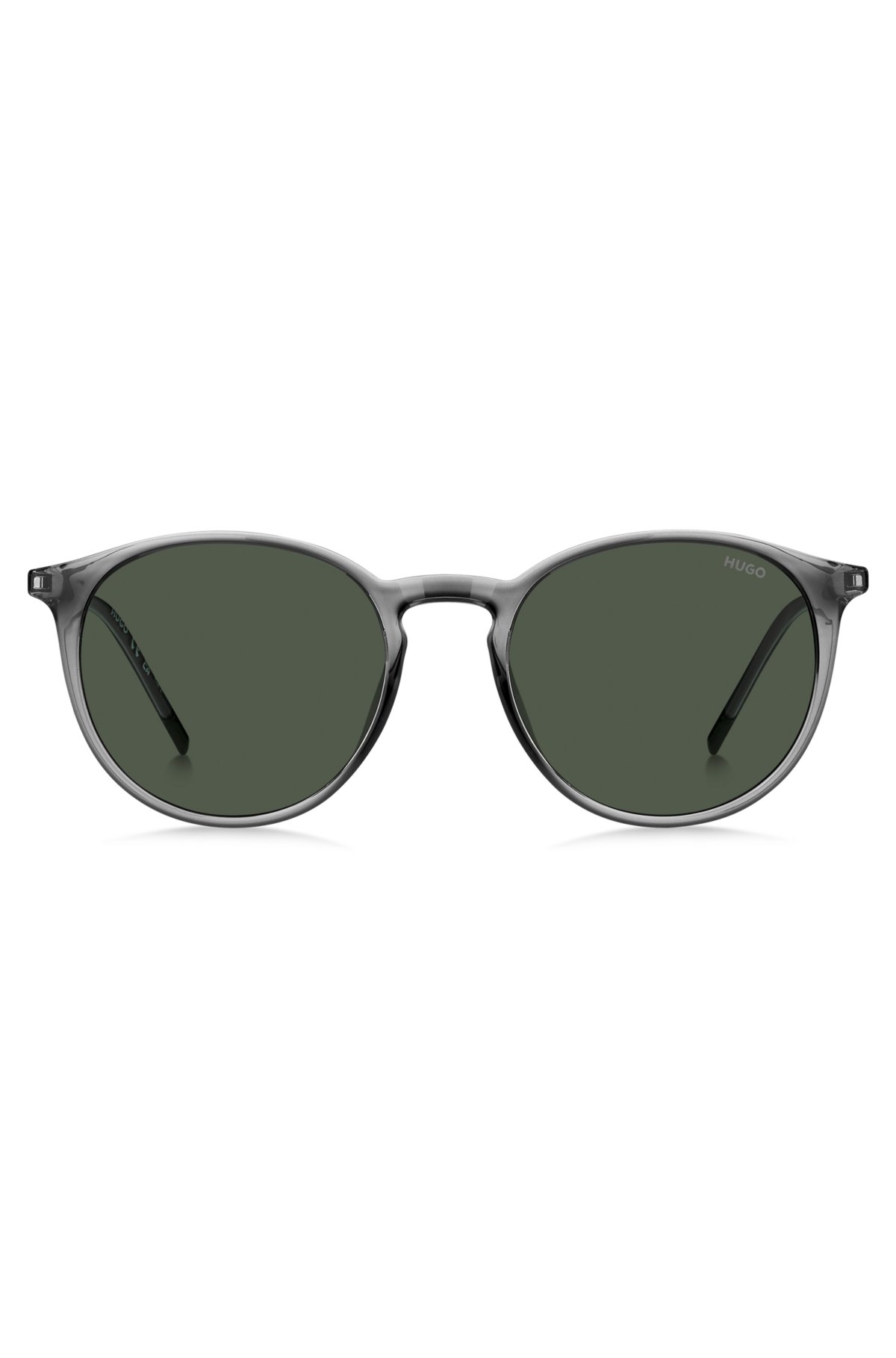 Grey sunglasses with rounded metal temples, Grey