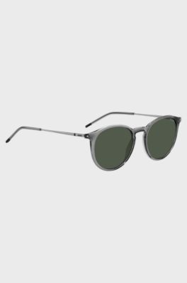 Grey sunglasses with rounded metal temples, Grey