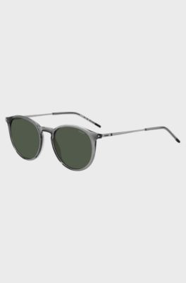 Grey sunglasses with rounded metal temples, Grey