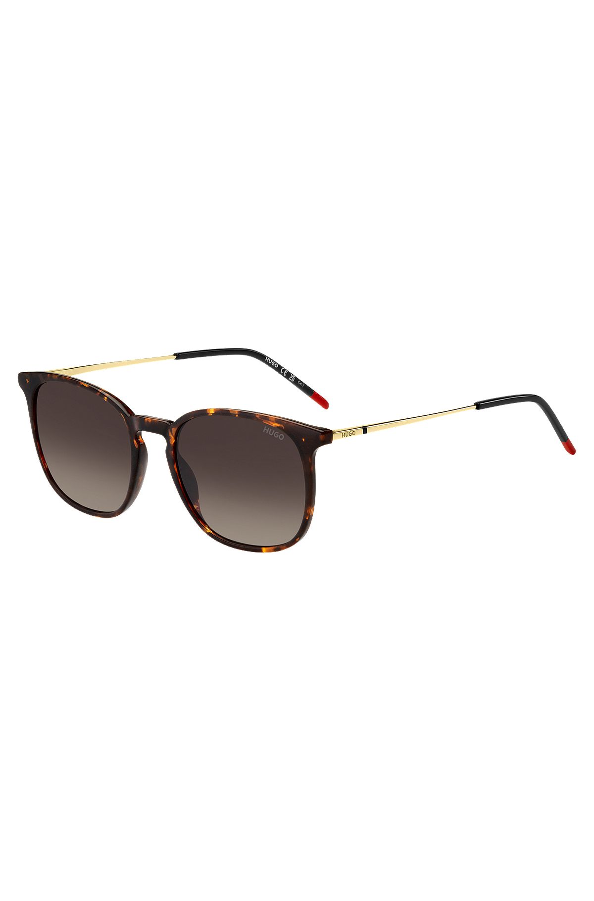 Sonnenbrille mit Havanna-Muster und goldfarbenen Bügeln, Braun