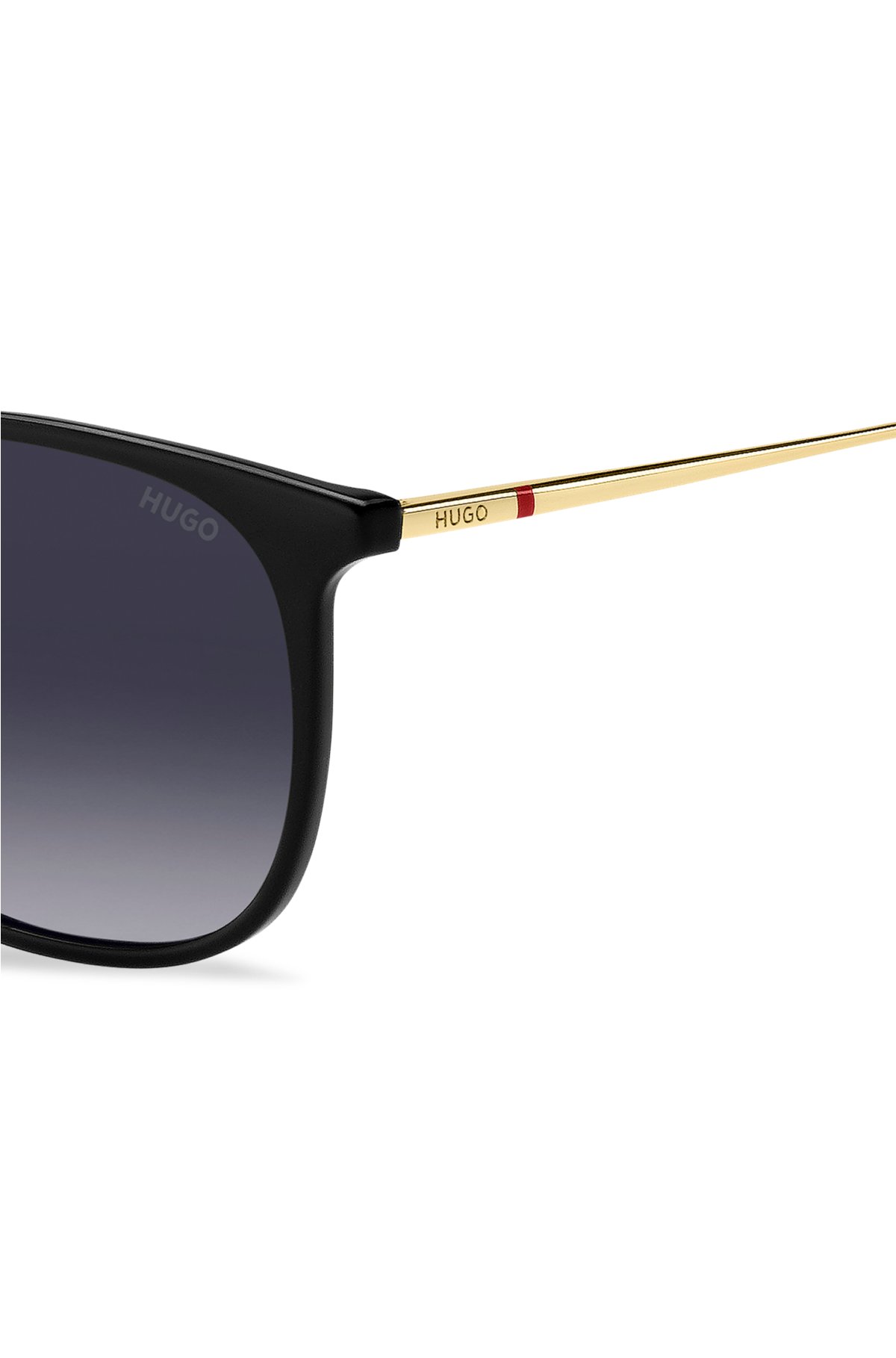 Black sunglasses with gold-tone temples, Black