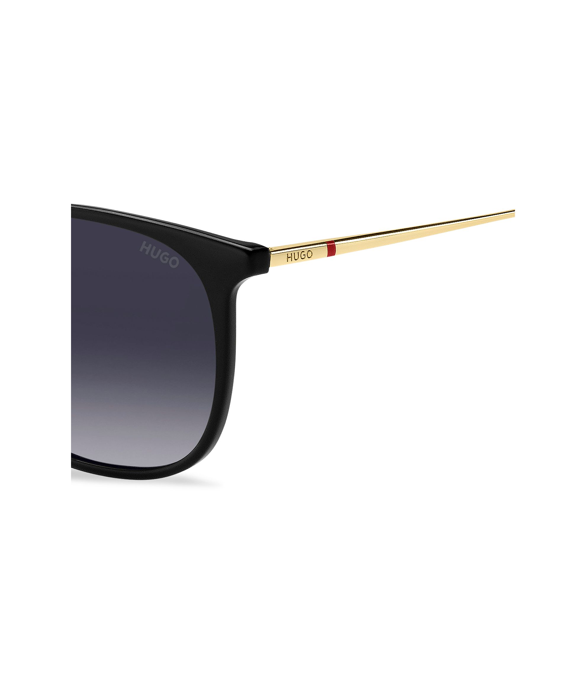 HUGO - Black sunglasses with gold-tone temples - Black display picture 1