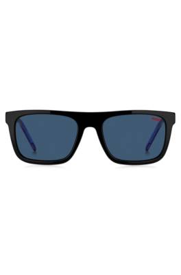 Hugo Black-acetate Sunglasses With Blue-shaded Lenses