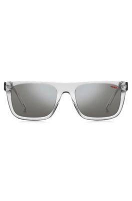 Transparent-acetate sunglasses with black layered temples, Transparent