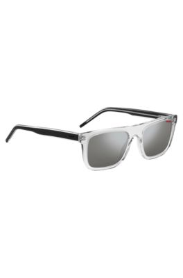 Transparent-acetate sunglasses with black layered temples, Transparent