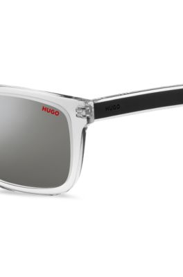 Transparent-acetate sunglasses with black layered temples, Transparent