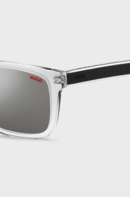 Lunettes de soleil en ac&eacute;tate transparent avec branches noires superpos&eacute;es, Transparent