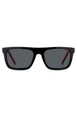 Black-acetate sunglasses with layered temples, Black