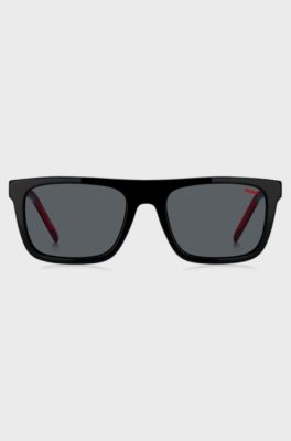Black-acetate sunglasses with layered temples, Black