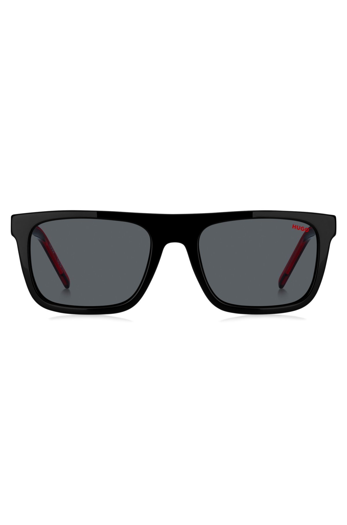 Black-acetate sunglasses with layered temples, Black
