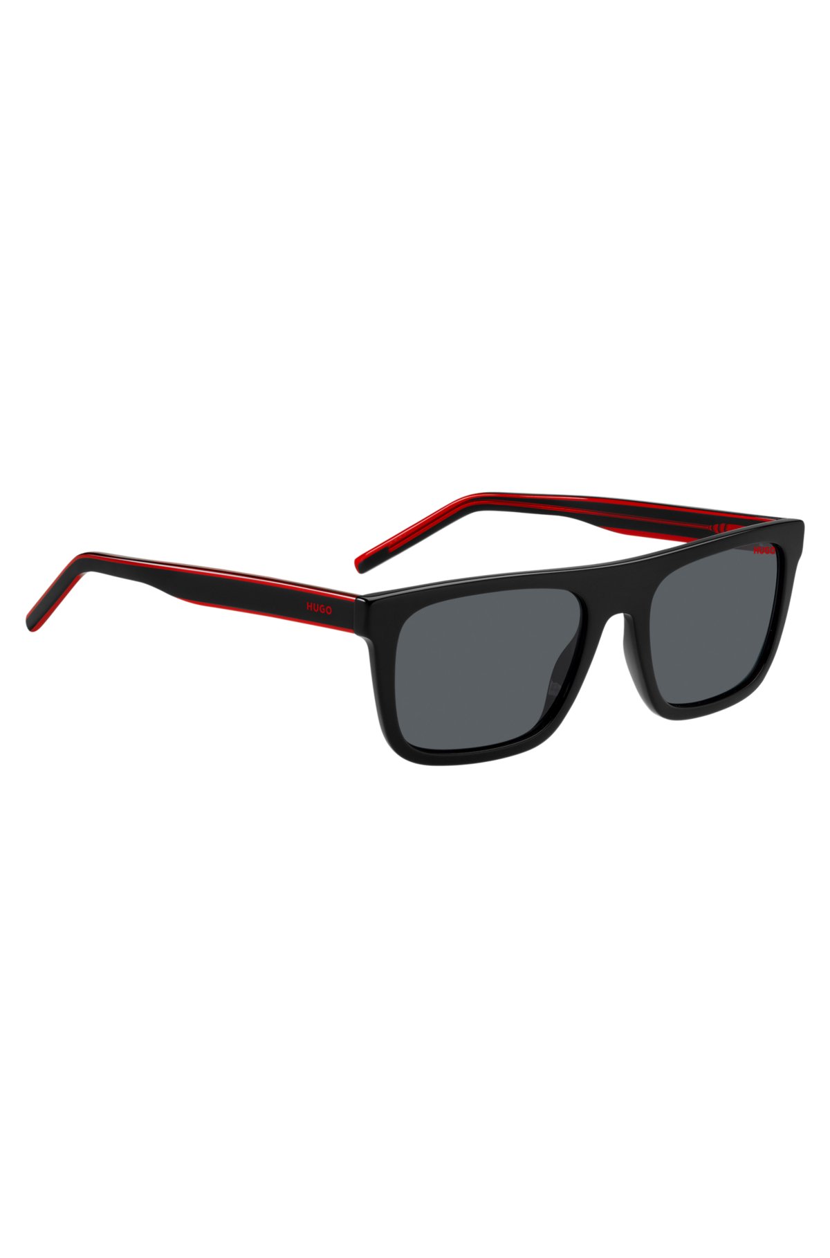 Black-acetate sunglasses with layered temples, Black