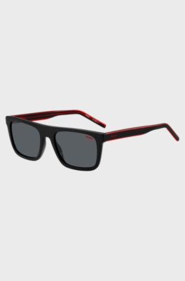 Black-acetate sunglasses with layered temples, Black