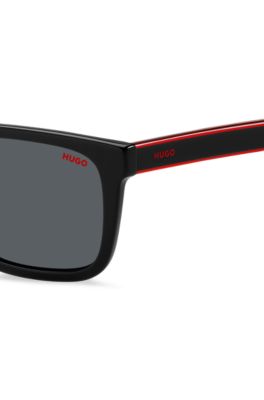 Black-acetate sunglasses with layered temples, Black