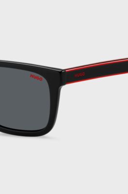 Black-acetate sunglasses with layered temples, Black