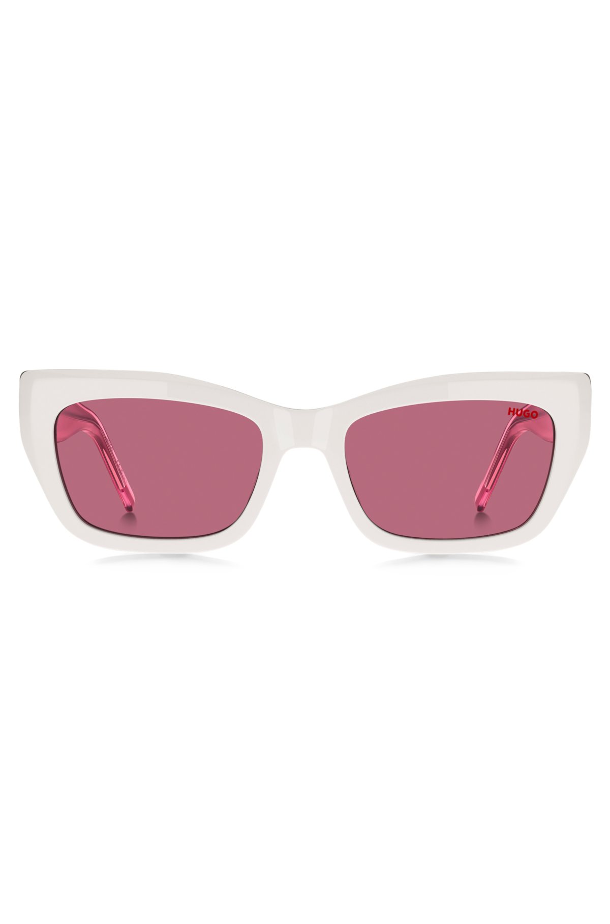 White-acetate sunglasses with pink contrasts, light pink