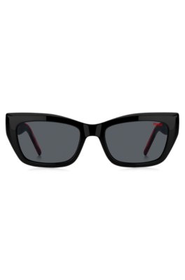 Hugo Black-acetate sunglasses with signature-red layered temples solglasögon dam – bild 2