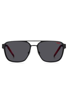 Hugo Double-bridge Sunglasses In Black With Layered Temples