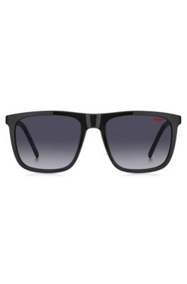 Black-acetate sunglasses with patterned temples, Grey