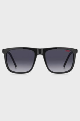 Black-acetate sunglasses with patterned temples, Grey