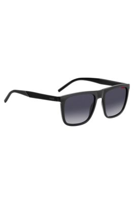 Black-acetate sunglasses with patterned temples, Grey