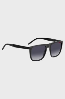 Black-acetate sunglasses with patterned temples, Grey