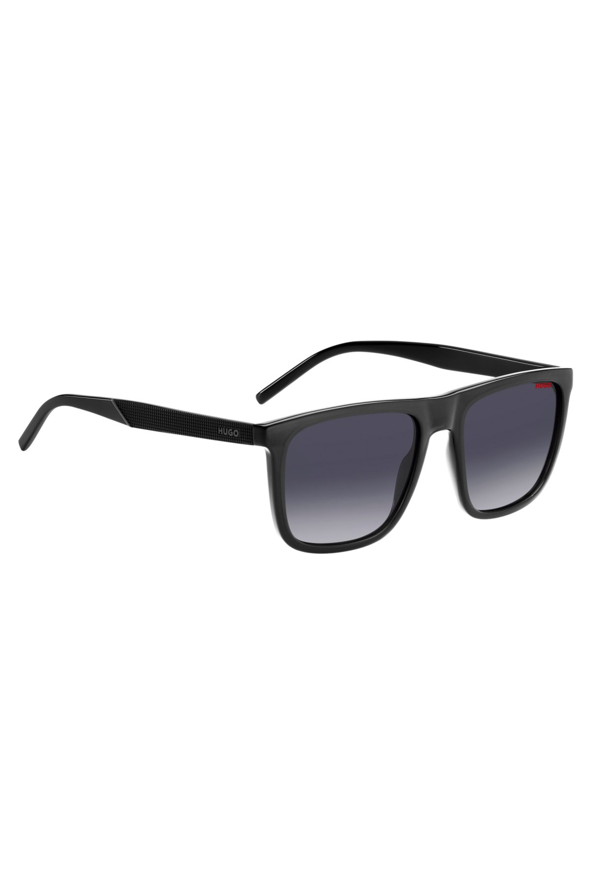 Black-acetate sunglasses with patterned temples, Grey
