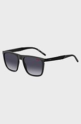 Black-acetate sunglasses with patterned temples, Grey