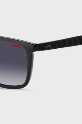 Black-acetate sunglasses with patterned temples, Grey