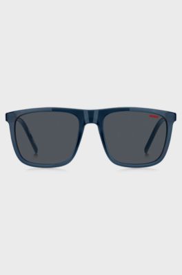 Blue-acetate sunglasses with patterned temples, Blue
