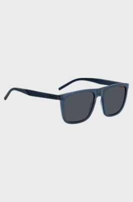 Blue-acetate sunglasses with patterned temples, Blue