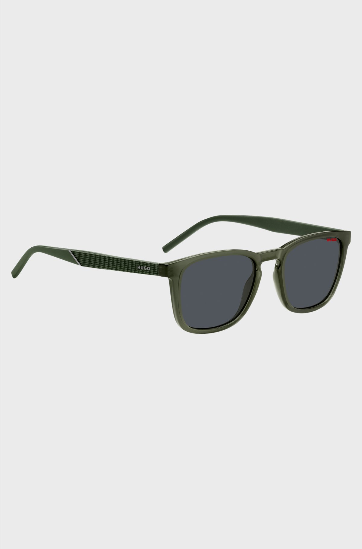 Green sunglasses with patterned temples, Green