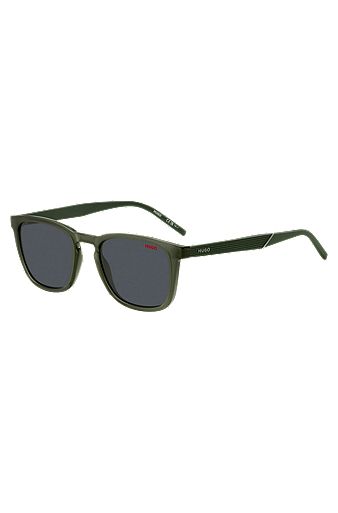 Green sunglasses with patterned temples, Green
