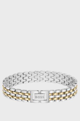 Multi-link bracelet with two-tone design, Silver tone