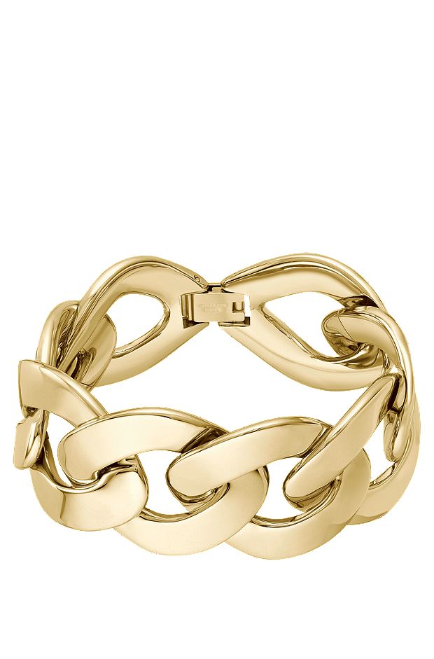 Bracelet doré avec chaîne à maillons arrondis, Or
