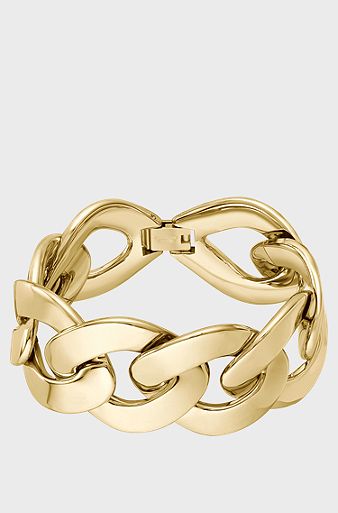 Gold-tone bracelet with curb-chain design, Gold