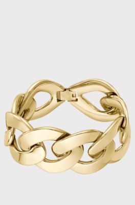 Gold-tone bracelet with curb-chain design, Gold tone