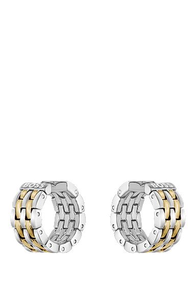 Multi-link earrings with two-tone design, Silver