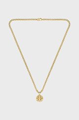 Gold-tone chain necklace with compass pendant, Gold