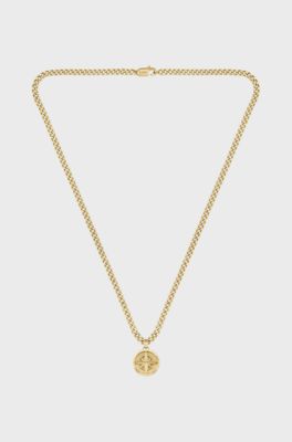 Gold-tone chain necklace with compass pendant, Gold tone