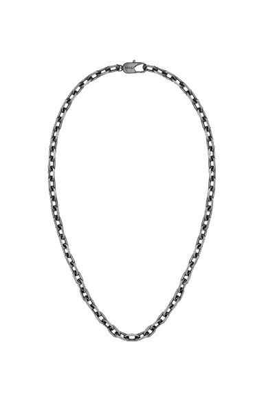 Grey-plated chain necklace with branded clasp, Silver
