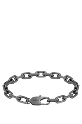 Bracelet en acier plaqué gris avec fermoir logoté