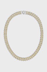 Multi-link necklace with two-tone design, Patterned