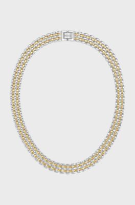 Multi-link necklace with two-tone design, Patterned