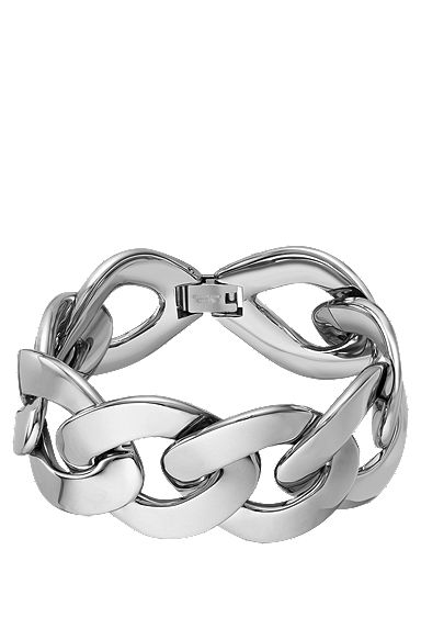 Silver-tone bracelet with curb-chain design, Silver