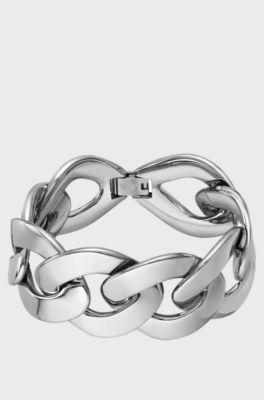 Silver-tone bracelet with curb-chain design, Silver tone